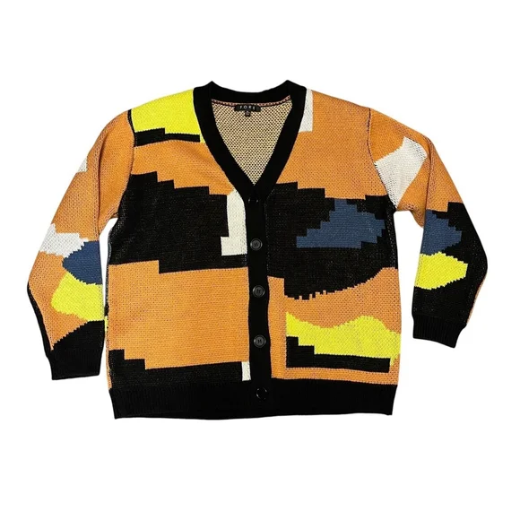 Fore Abstract Colorful Vneck Cardigan Sweater Size XL - Picture 6 of 8